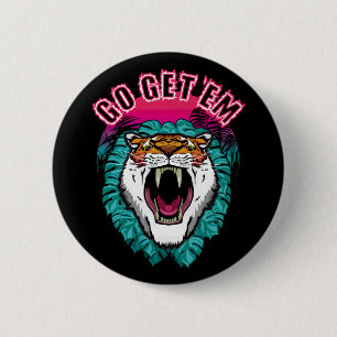 Chapa Redonda De 5 Cm Ve a por ellos - Diseño gráfico Tiger Face