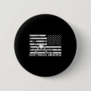 Chapa Redonda De 5 Cm Ve Rojo - Enfermedad del Corazón Bandera Americana