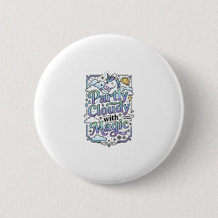 Chapa Redonda De 5 Cm Vector Comercial de Unicornio Parcialmente Nublado