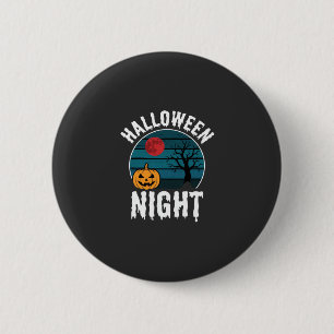 Chapa Redonda De 5 Cm Vector de árbol de calabaza de noche de Halloween