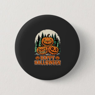 Chapa Redonda De 5 Cm Vector de bosque de calabaza espeluznante de Hallo