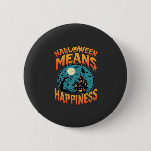 Chapa Redonda De 5 Cm Vector de Casa Embrujada de Felicidad de Halloween