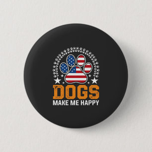 Chapa Redonda De 5 Cm Vector de huella de pata de perros patrióticos