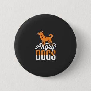 Chapa Redonda De 5 Cm Vector Mascota Perros Enojados