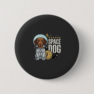 Chapa Redonda De 5 Cm Vector perro astronauta dachshund espacial