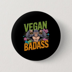 Chapa Redonda De 5 Cm Vegan Bodybuilder Weightlifter Gorilla
