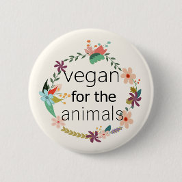 Chapa Redonda De 5 Cm Vegan por el diseño floral de los animales