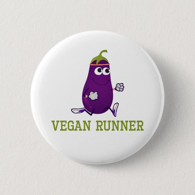Chapa Redonda De 5 Cm Vegan Runner Eggplant (Anverso)