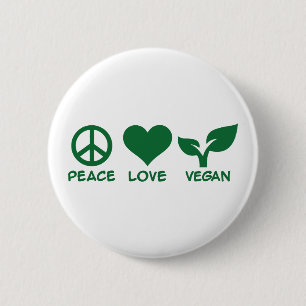 Chapa Redonda De 5 Cm Vegano del amor de la paz