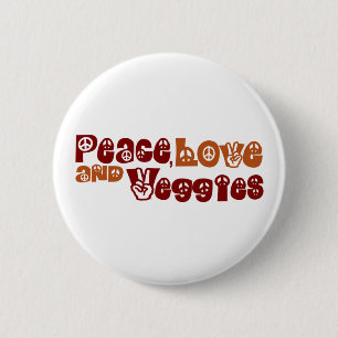 Chapa Redonda De 5 Cm Veggies del amor de la paz