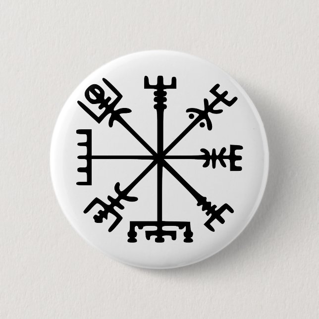 Chapa Redonda De 5 Cm Vegvísir (compás de Viking) (Anverso)