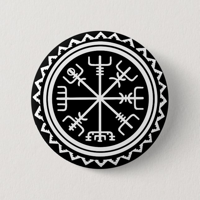 Chapa Redonda De 5 Cm Vegvisir la brújula náutica (Anverso)
