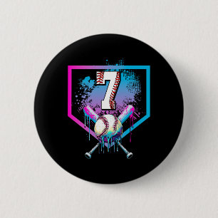 Chapa Redonda De 5 Cm Vender Drip 7 Cumpleaños Plate Boys Jóvenes 7 Años