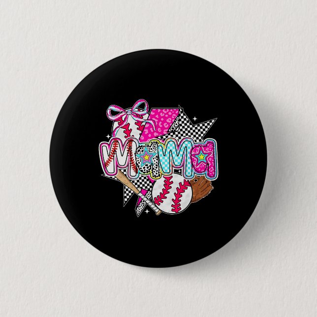 Chapa Redonda De 5 Cm Vender Mama Coquette Bow Game Day Vender Mamá 5 (Anverso)
