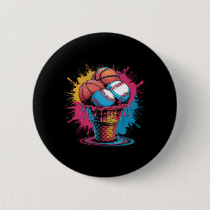 Chapa Redonda De 5 Cm Vender Sketll Ice Cream Watercolor Deportes