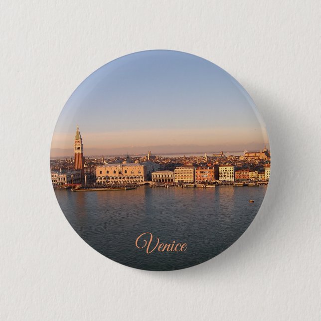 Chapa Redonda De 5 Cm Venecia - Italia al atardecer (Anverso)