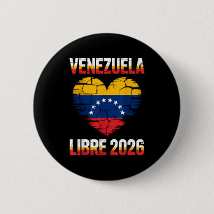 Chapa Redonda De 5 Cm Venezuela Libre 2026 Bandera del Corazón de Venezu