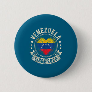 Chapa Redonda De 5 Cm Venezuela Libre 2026 Bandera del Corazón de Venezu