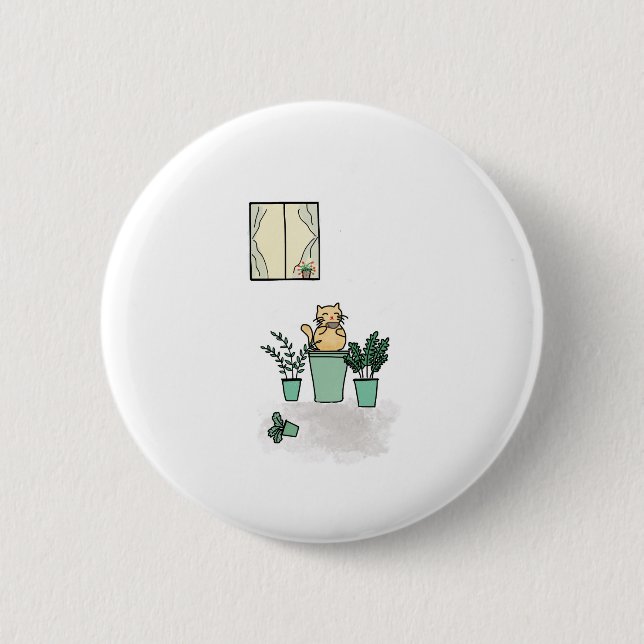 Chapa Redonda De 5 Cm Ventana de café de gato Plantas Planters Green (Anverso)