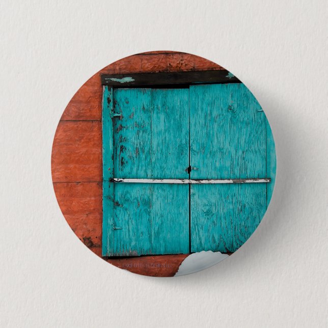 Chapa Redonda De 5 Cm Ventana turquesa (Anverso)