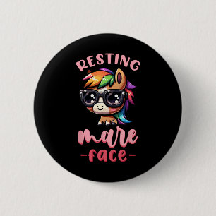 Chapa Redonda De 5 Cm Ventilador de caballos Pony Mare Resting Face I Ec