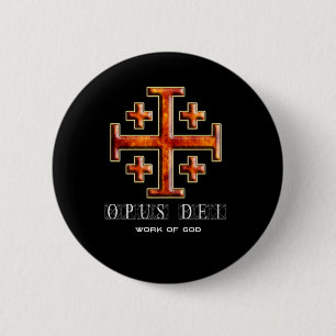 Chapa Redonda De 5 Cm Ver 3 – Jerusalem Cross – Opus Dei - Black Back
