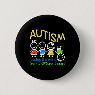 Chapa Redonda De 5 Cm Ver El Mundo En Un Ánimo De Autismo Diferente