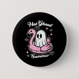 Chapa Redonda De 5 Cm Verano Caliente de Ghoul Flamingo Fantasma Summerw