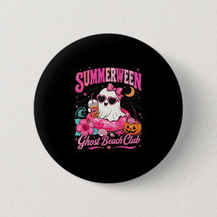 Chapa Redonda De 5 Cm Verano rosa ween fantasma lindo vacaciones en la p