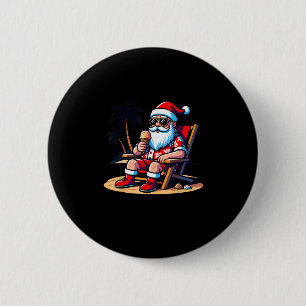 Chapa Redonda De 5 Cm Verano tropical gracioso Santa Claus Christm en Ha