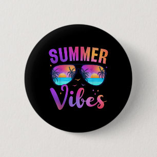 Chapa Redonda De 5 Cm Verano Vibes Palm Sungles 70 Beach Life Retro Sum