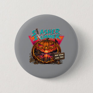 Chapa Redonda De 5 Cm Verano vintage Halloween Slasher Verano Lindo