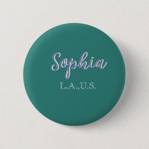 Chapa Redonda De 5 Cm VERDE agregar nombre chica jefa texto MORADO elega