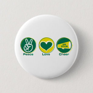 Chapa Redonda De 5 Cm Verde/amarillo de la alegría del amor de la paz