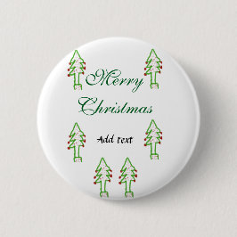 Chapa Redonda De 5 Cm Verde árbol de navidad rojo cereza alegría Navidad