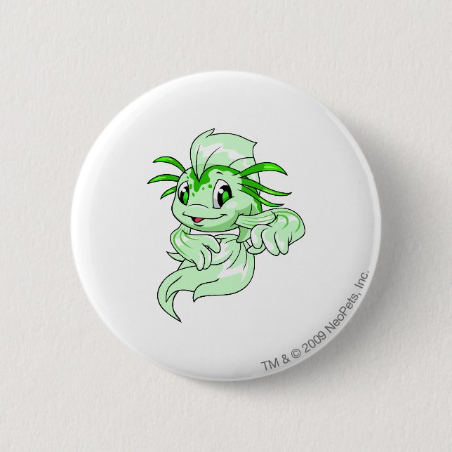 Chapa Redonda De 5 Cm Verde de Koi (Anverso)