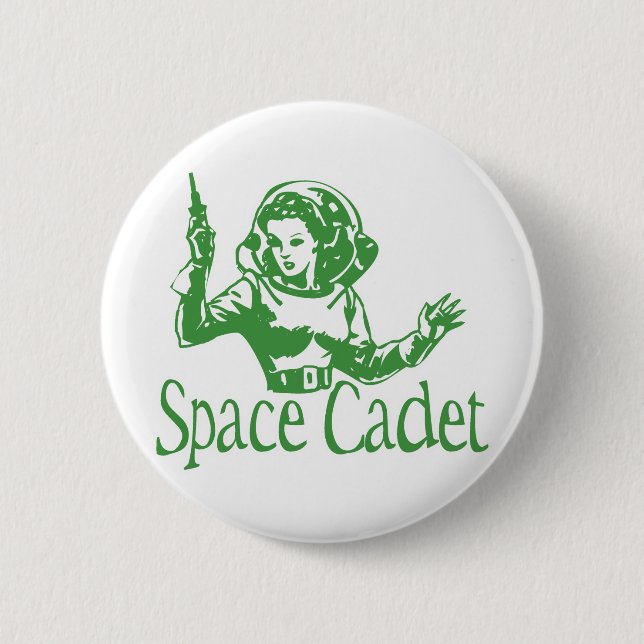 Chapa Redonda De 5 Cm Verde del cadete del espacio (Anverso)