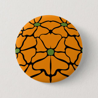 Chapa Redonda De 5 Cm Verde y Naranja Floral Abstracto Moderno