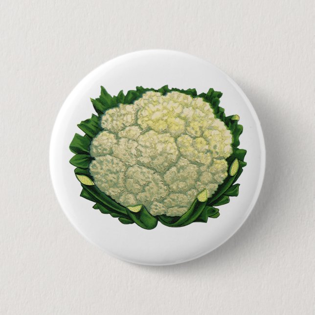 Chapa Redonda De 5 Cm Verduras de comida antigua coliflor (Anverso)