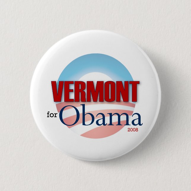 Chapa Redonda De 5 Cm VERMONT para Obama (Anverso)