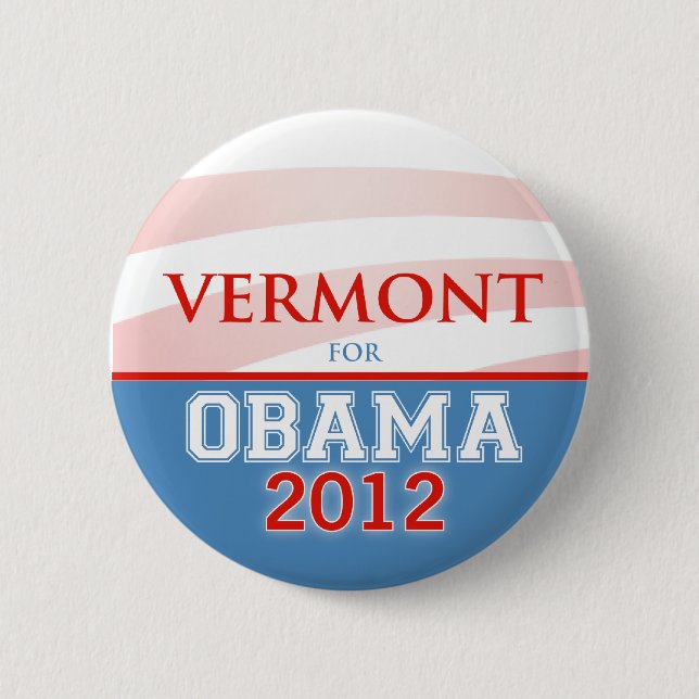 Chapa Redonda De 5 Cm VERMONT para Obama 2012 (Anverso)