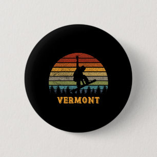 Chapa Redonda De 5 Cm Vermont Vintage Sun Snowboarding Snowboarder Retro