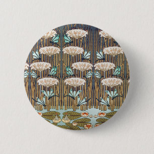 Chapa Redonda De 5 Cm Verneuil Dragonfly Water Lily Art Nouveau: Vintage