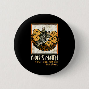Chapa Redonda De 5 Cm Versículo Bíblico Cristiano Jesús Peces y Panes Ve