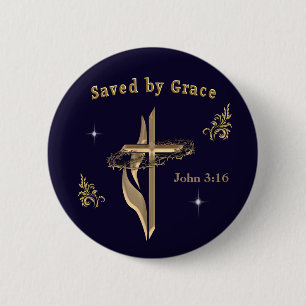 Chapa Redonda De 5 Cm Verso de la Biblia salvado por Grace