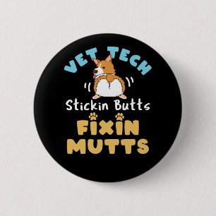 Chapa Redonda De 5 Cm Vet Tech Stickin Butts y Fixin Mutts
