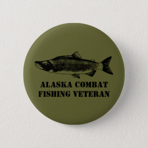 Chapa Redonda De 5 Cm Veterano de la Pesca de Combate de Alaska
