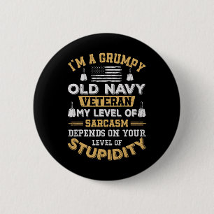 Chapa Redonda De 5 Cm Veterano Militar Divertido Patriótico Viejo Gruñón