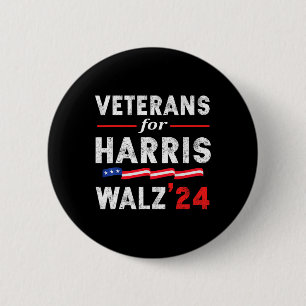 Chapa Redonda De 5 Cm Veteranos De La Votación De Harris Waltz 2024 Blue