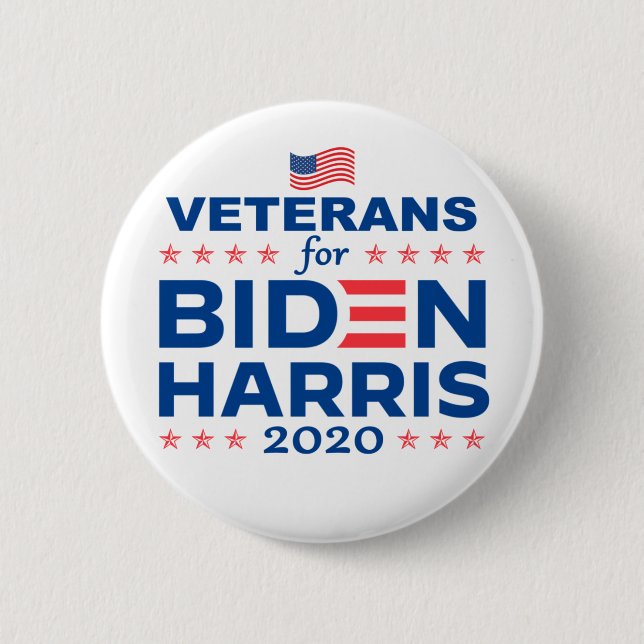 Chapa Redonda De 5 Cm Veteranos para Biden Harris 2020 (Anverso)